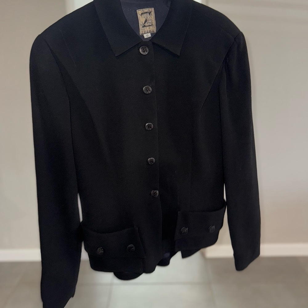 90s VINTAGE Black Tailored Blazer with Notched Lapel